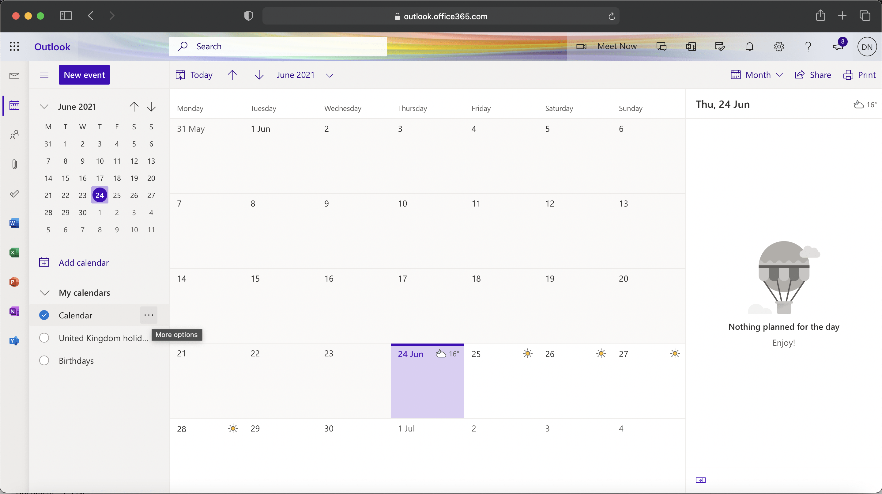 Microsoft 365 - Calendar sharing more options