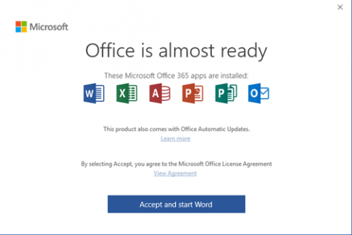 Microsoft 365 - Accept licence