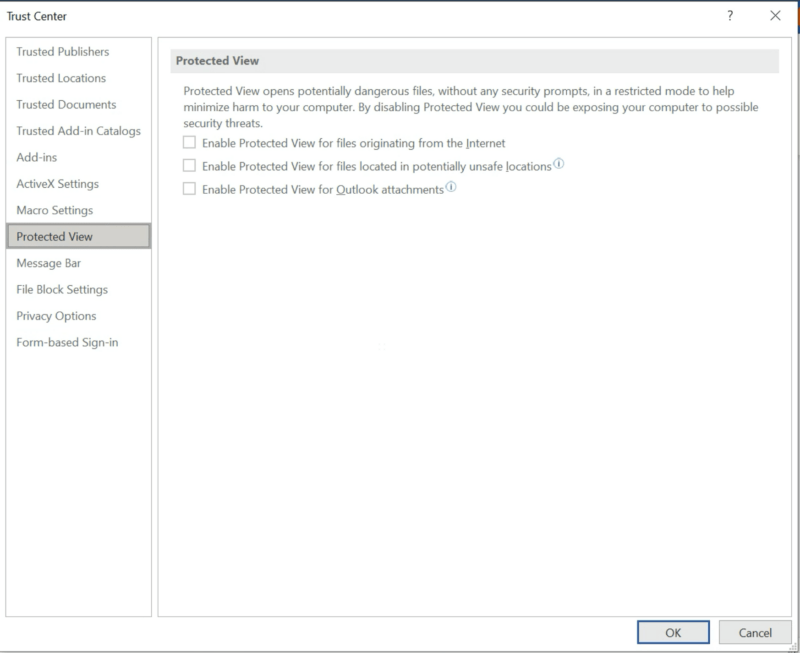 Microsoft 365 - Word protected view