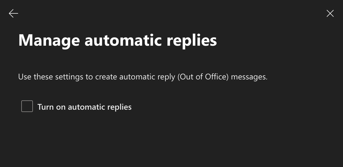 Microsoft 365 Turn on automatic replies