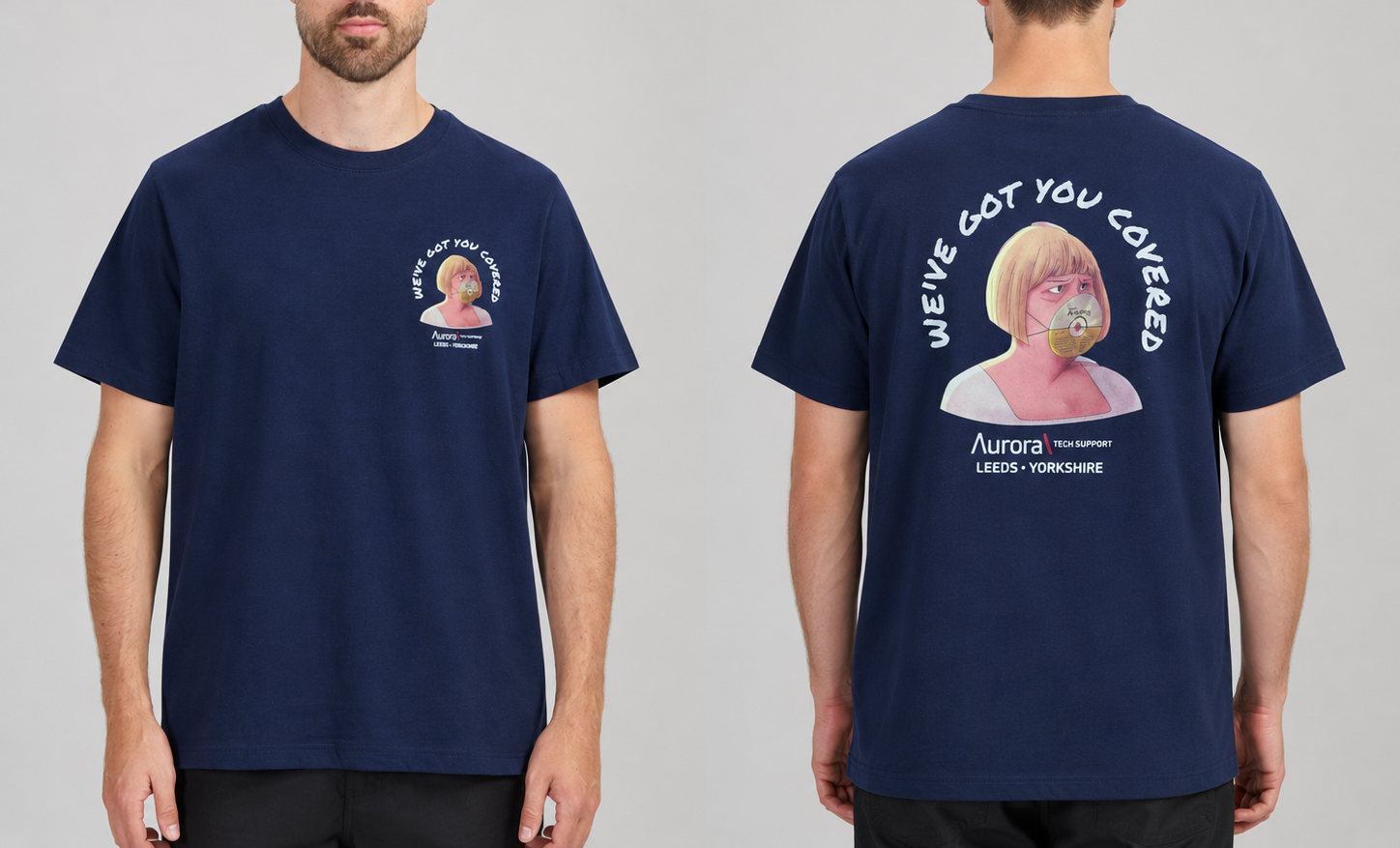 Face Mask Crewneck T-Shirt 1 Face Mask Lady French Navy T-Shirt