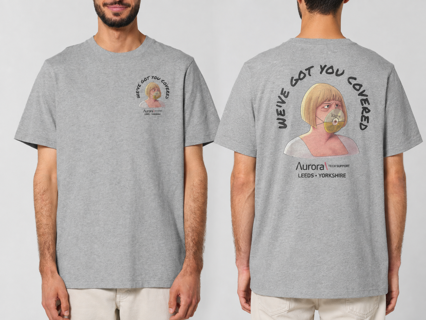 Face Mask Crewneck T-Shirt 2 Face Mask Lady Heather Grey T-Shirt